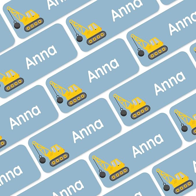 Personalized Name Labels for Kids (120) – Custom Waterproof & Durable Stickers for Clothing, Daycare, Office & School Supplies - Heavy Duty Vehicles