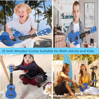 21 Inch Wooden Kids Toddler Child Children Acoustic Guitar Musical Instruments Ideal for 3-9 Year Old Boys Girls Gifts (Blue)