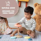 Play Platoon Wooden Rainbow Stacking Toy Ring Stacker, Educational Interactive Learning Toys, Create Stacks of Circles for Kids, Babies, Toddlers and Children
