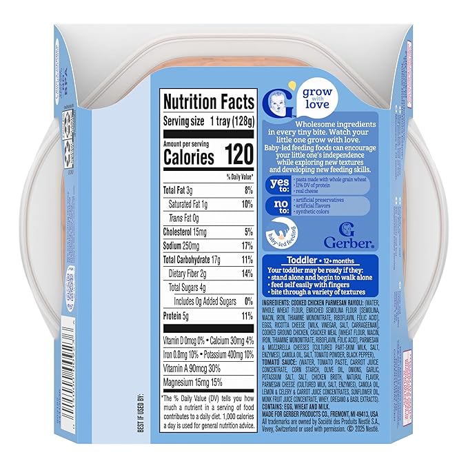 Gerber Toddler Food, Chicken Parmesan Ravioli Pick-Ups, Mealtime for Toddler, 8PK