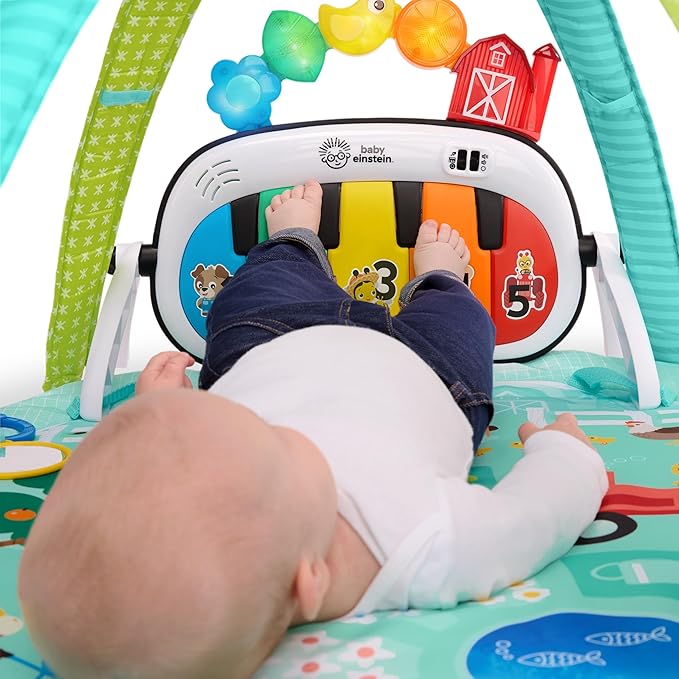 Baby Einstein Farm Explorers 4-in-1 Kickin’ Tunes Musical Meadow Music & Language Discovery Gym, Ages 0 Months and Up