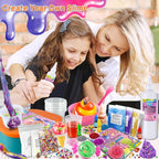 DIY Slime Kit for Girls, Galaxy & Glow in The Dark Slime Making Kit for Kids 6-12, Glimmer Crunchy, Butter & Cloud Slime Kit with Add-ins, Foam Balls, Charms, Glitters, Gift Toys for Boys Girls