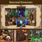 Book Nook Kit, DIY Dollhouse Booknook, Miniature Kit for Bookshelf Insert Decor Crafts for Adults Teen Halloween, 3D Wooden Puzzle with Led Light (Blade and Magic)