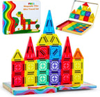 FNJO Mini Magnetic Tiles, Magnet Building Set,60 PCS Building Blocks Set STEM Preschool Montessori Toy for Kids Boys Girls