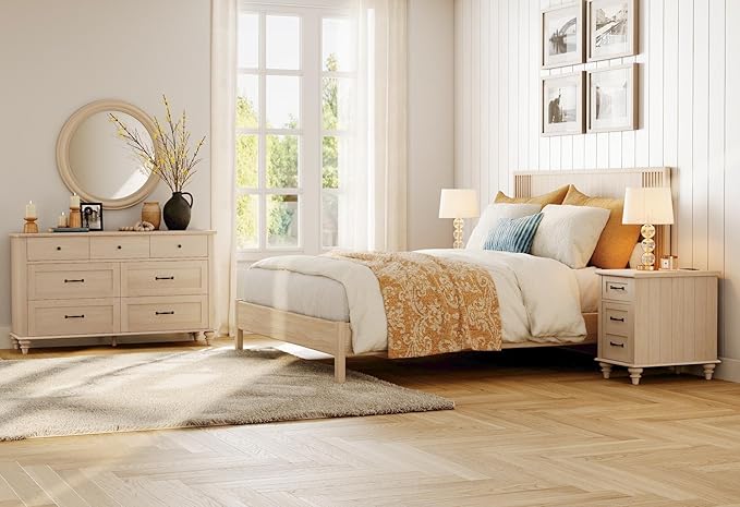 WAMPAT Beige Baby Dresser with 7 Drawers, Kids Dresser Wooden Dressers for Kids Room, Dressers Cabinet Storage Organizer for Bedroom, Children's Bedroom & Nursery