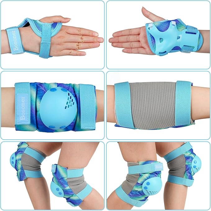 BOSONER Kids/Youth Knee Pad Elbow Pads for Roller Skates Cycling BMX Bike Skateboard Inline Rollerblading, Skating Skatings Scooter Riding Sports