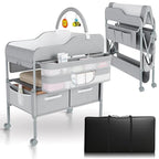 Portable Changing Table for Baby - Foldable Changing Table, Baby Diaper Changing Station with Baby Changing Station Toy Holder, Diaper Changing Table Bag - Portable Baby Changing Table with Wheels