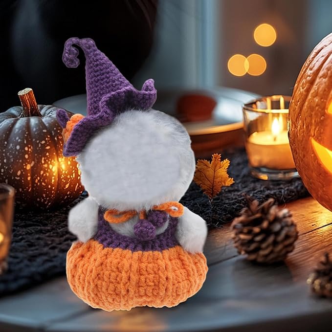 17cm Doll Clothes Set - Handmade Knitted Adorable Witch Pumpkin Style for Dolls Dress Up (Purple)