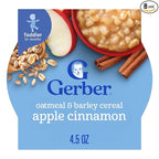 Gerber Oatmeal and Barley Apple Cinnamon Cereal, Toddler Oatmeal, Iron, Whole Grains, 8PK