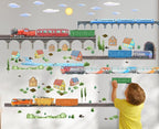 Train Wall Decals for Kids by Lipastick - Educational Railroad Wall Stickers for Boys and Girls - Peel and Stick Locomotive, Carriage, Wagon Wall Decals for Nursery, Playroom, Bedroom Decor -XXL Size