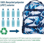 Wildkin ECO rPET 15-inch Kids Backpack – Sustainable, Padded, Adjustable – Sharks