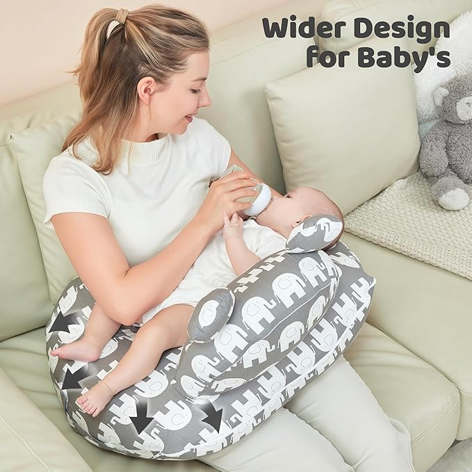 Nursing Pillow for Breastfeeding, Breast Feeding Pillow for Mom Support, Adjustable Waist Strap and Removable Cotton Cover, Elephant