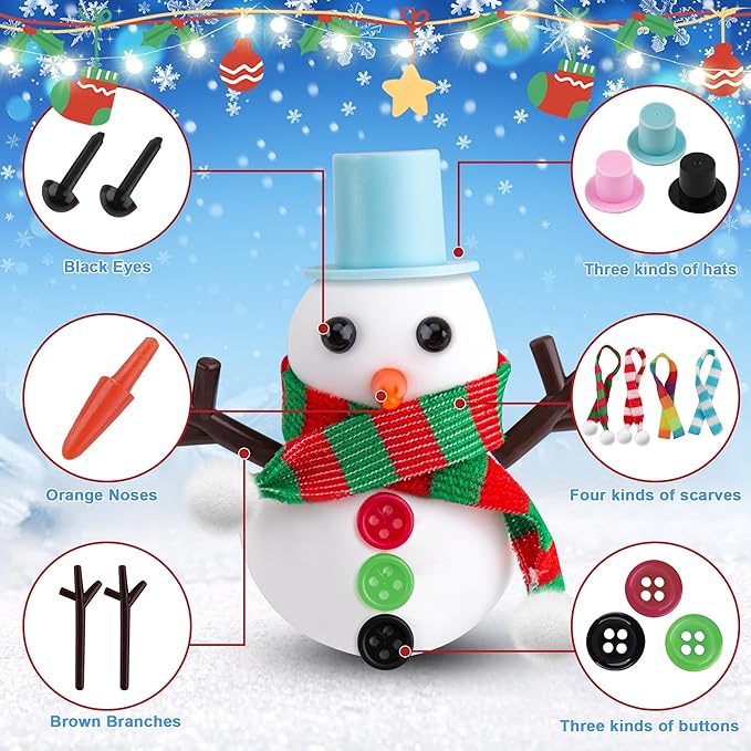 LAWOHO Build a Snowman Kit - 500ML Crystal Slime, Clay & Christmas Charms, Snowman Crafts for Kids, Stocking Stuffers for Adults, Slime Party Favors Kit