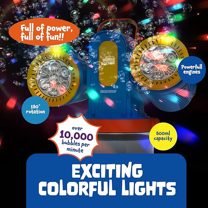 Rechargeable Bubble Machine for Kids,180° Rotation 10,000+ Big Bubbles Per Minute, Boy Birthday Gift, Outdoor Toys, Summer Games & Activities, Gifts for Toddlers, Boys & Girls Age 3,4,5,6,8+ Year Old