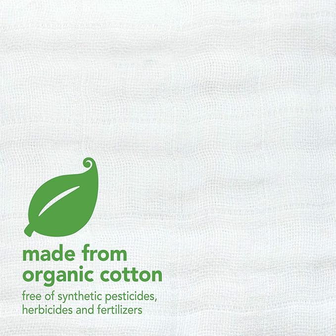 Green Sprouts Organic Cotton Muslin Burp Cloths, Adult Use Only, Hypoallergenic, Standard 100 by Oeko-TEX® Certified, Tested for Hormones, Large