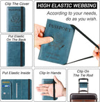 Passport Holder Cover Wallet Travel Essentials Leather Rfid Blocking Case Vacation Luggage Must Haves Travel Accessories for Men Women (116#Blue)