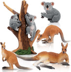 Toymany 7PCS Australian Wildlife Animal Figurines Includes Koala and Kangaroo Figure Toy, Plastic Forest Animal Figures Toy Set, Cake Toppers Christmas Birthday Gift for Kids Toddlers