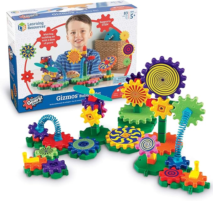 Learning Resources Gears! Gears! Gears! Gizmos Building Set, Construction Toy, STEM Activities, Fine Motor Skills, 83 Pieces, Ages 3+