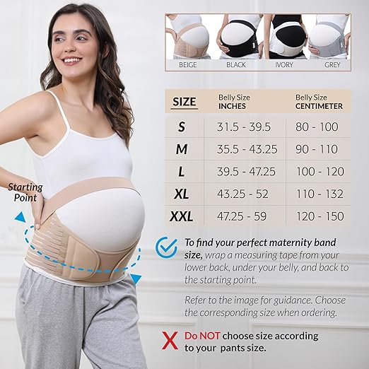 NeoTech Care Pregnancy Support Maternity Belt, Waist/Back/Abdomen Band, Belly Brace (Size XL, Beige Color)