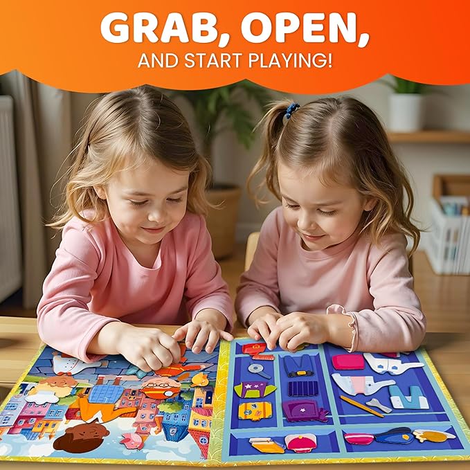 QUOKKA Magnetic Dress-Up Dolls for Girls Boys with 35 Magnetic Pieces - Creative Magnetic Play Set for Home or Travel - Perfect Magnetic Paper Dolls for Ages 3+, Boost Storytelling with Professions