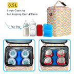 Breastmilk Cooler Bag with Ice Pack Fits 4 Baby Bottles Up to 9 Ounce Insulated Baby Bottle Bag Breast Milk Cooler on The Go with Strap Baby Bottle Cooler Bag for Nursing Mom Daycare or Travel
