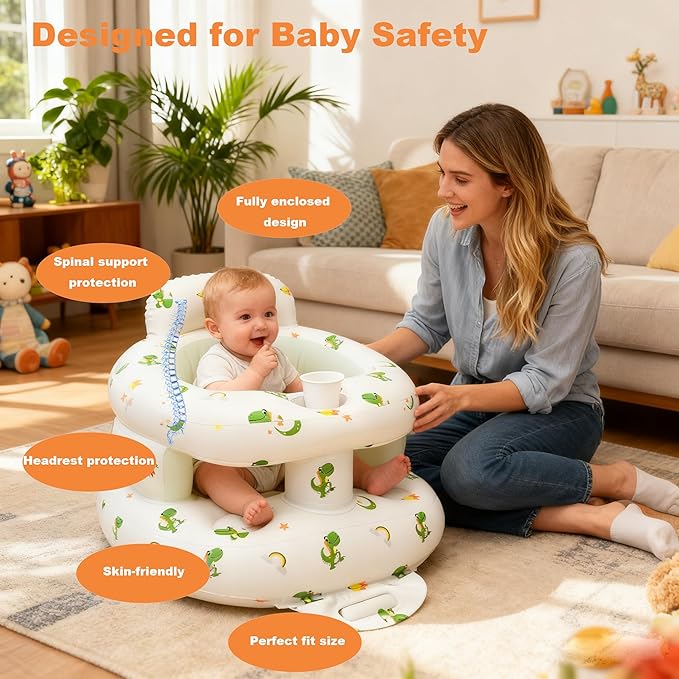 Thickened Inflatable Baby Seat, Sit Me Up Floor Seat for Babies 3-36 Months with Tray, Sitting Support Infant Chair, Built in Air Pump