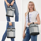 Mancro Breastmilk Cooler Bag with Ice Pack, insulated bottle bag for Daycare and Travel, Double Layer Baby Bottle Cooler Bag Fits 6 up to 9 Ounces for Nursing Moms, Light Grey