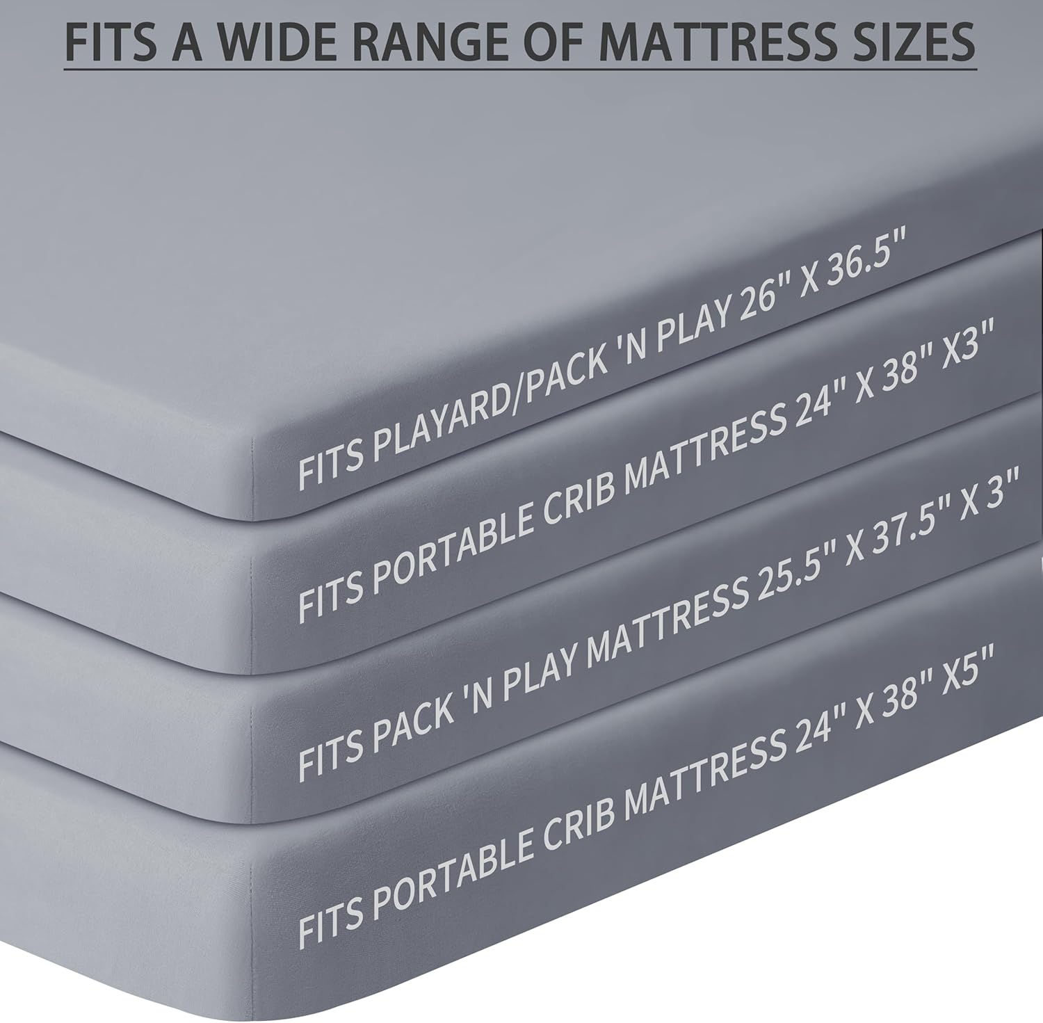 Pack and Play Sheets Fitted, 2 Pack Pack n Play Sheets for Graco Pack n Play Mattress, Unisex Playard Sheets for Boys Girls(Dark Green & Dark Grey, 38 X 26 Inch)