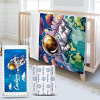 Personalized Baby Crib Bedding Set - Mysterious Space Theme Nursery Bedding Sets 3 Piece with Custom Name Blanket, Fitted Crib Sheet & Changing Pad Cover – Ideal Newborn Gift for Boys