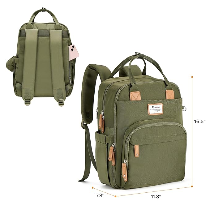 RUVALINO Diaper Bag Backpack - Multifunction Travel Back Pack Maternity Baby Changing Bags, Diaper Changing Totes, Large Capacity, Waterproof and Stylish, Baby Travel Essential, Army Green