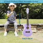 21 Inch Carbon Fibre Kids Toddler Child Children Acoustic Guitar Ukulele Musical Instruments Ideal for 3-9 Year Old Boys Girls Gifts (Purple)