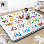 Baby Play Mats for Floor, 71”x59” Upgraded Thickness & Larger Super Soft Playmat for Babies and Toddlers, Foldable Washable, Upgrade Anti-Slip Crawling Mat for Playpen(Animal Alphabets)
