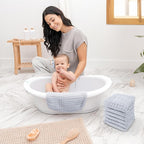 Comfy Cubs Muslin Baby Washcloths 6 Pack - Soft 6-Layer Cotton Wash Cloths for Sensitive Skin - 10"x10" Large, Gentle, Absorbent Infant Essentials for Newborn and Toddlers - Slate