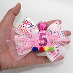 Birthday Hair Bow for Baby Girls 1 2 3 4 5 6 Years Sprinkle Decorations Party Hair Accessories for Five 5th Birthday Confetti Ice Cream