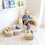 NaturalCozy Storage Cubes 9”x9”x7”Cotton Rope Woven Baskets for Organizing 3-Pack | 9 Inch Cube Storage Bin | Small Basket for Shelf Nursery, Pantry, Decorative Plant, Bathroom Closet, Toy Gift