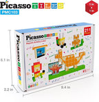 PicassoTiles 103 Pieces 1" Magnetic Toy Building Block Cubes Building Block, 3D Cube Construction Cubes Magnet Sensory Toys Gifts Educational with Free Idea Book for Kid, Boy, Girl & Toddler PMC103