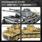1030 Piece WW2 Army Tanks Toy Building Sets,Create a German Panzer 38T and a German Tiger Tank Toys,Adult Collectible Model Tanks Sets to Build,Christmas Birthday Gifts for Boys,Teens,Adults