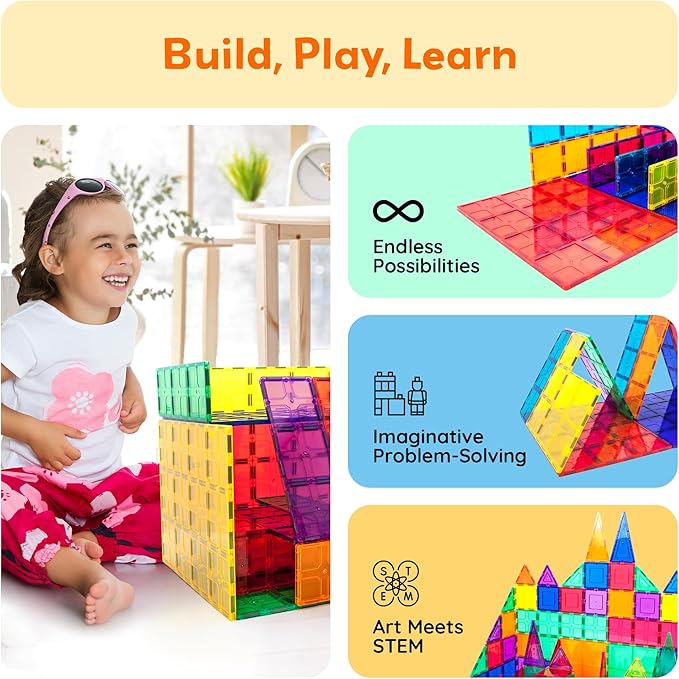 PicassoTiles Magnetic Building Block Tiles Supersize Stabilizer Base Toy Large Size Magnet Tile Plate Jumbo XL Add On Durable Foundation Compatible Education Construction STEM Learning Stacking Set
