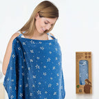 Nursing Cover 100% Cotton Breastfeeding Cover Privacy Muslin Large Full Coverage Baby Nursing Scarf with Gift Box (Blue Starry Sky)