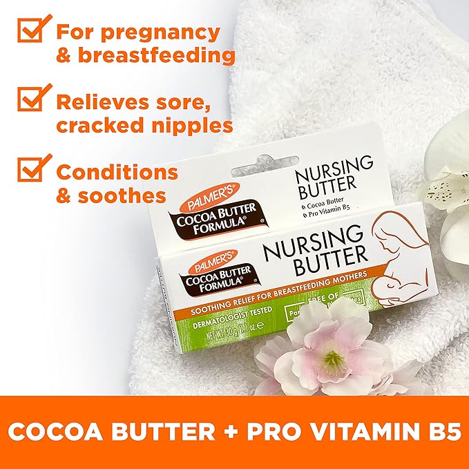 Palmer's Cocoa Butter Formula New Moms Skin Recovery Postpartum Essentials, Body Lotion (8.5 oz) + Nursing Butter (1.1 oz) + Bust Cream (4.4 oz) + Skin Therapy Oil (2 oz), Dermatologist Approved