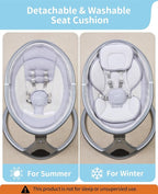 LAREX Baby Swing to Toddler Electric Infant Swing Portable for Newborn Boy Girl, 5 Sway Speeds with Remote Control, 12 Preset Melodies and Bluetooth, 0-6 Months Max 20 Lbs (2024 Model-Sliver)