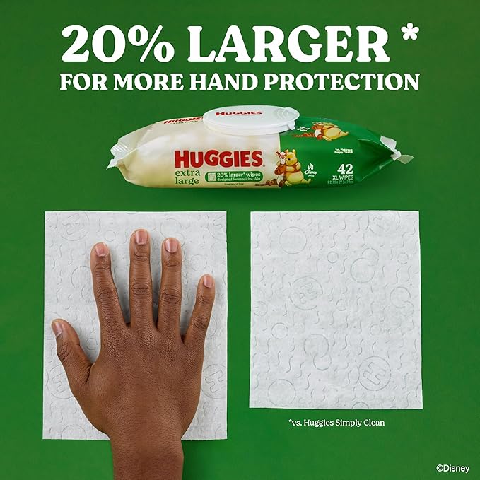 Huggies Extra Large Baby Wipes, Unscented, 5 Flip-Top Packs, 210 XL Wipes Total, Packaging May Vary