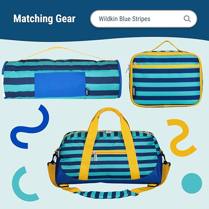 Wildkin 15-inch Kids Backpack – Durable, Padded, Adjustable for School & Travel - Blue Stripes
