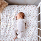 Crib Sheets Neutral - Fitted Baby Crib Sheets Bed for Girl Boy - 2 Pack Standard & Toddler Mattress (Juliette) - Buttery Soft Organic Cotton Blend