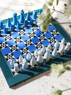 Lacquered Chess – Poseidon – Multi-Color Wooden Chess Set with Solid Wood Board – Elegant Coffee Table Game for Adults & Kids Ages 5+ – Multilingual Instructions Included