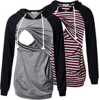 GINKANA Women's Nursing Hoodie Sweatshirt Long Sleeves Breastfeeding Maternity Tops Casual Clothes