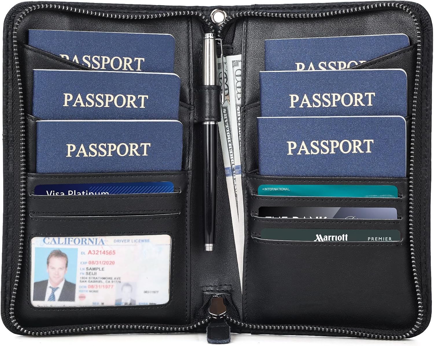 Polare Full Grain Leather Passport Holder Cover Case for Men and Women RFID Blocking Family Travel Wallet Holds 6 Passports