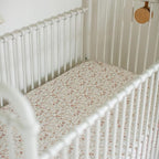 Crib Sheets Neutral - Fitted Baby Crib Sheets Bed for Girl Boy - 2 Pack Standard & Toddler Mattress - Buttery Soft Organic Cotton Blend (Fleurette)