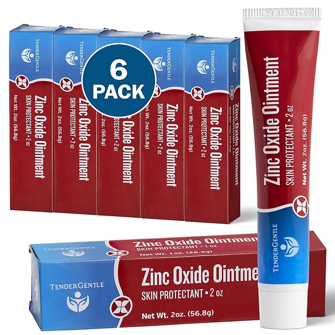 Zinc Oxide Ointment for Adults and Babies -1 oz Diaper Rash Ointment, 6 Pack - Skin Protectant for Diaper Rashes, Cuts, and Burns