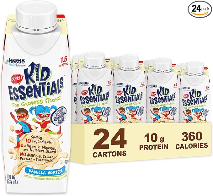 BOOST KID ESSENTIALS 1.5 Balanced Nutritional Drink for Children, Vanilla Vortex, 24 Count